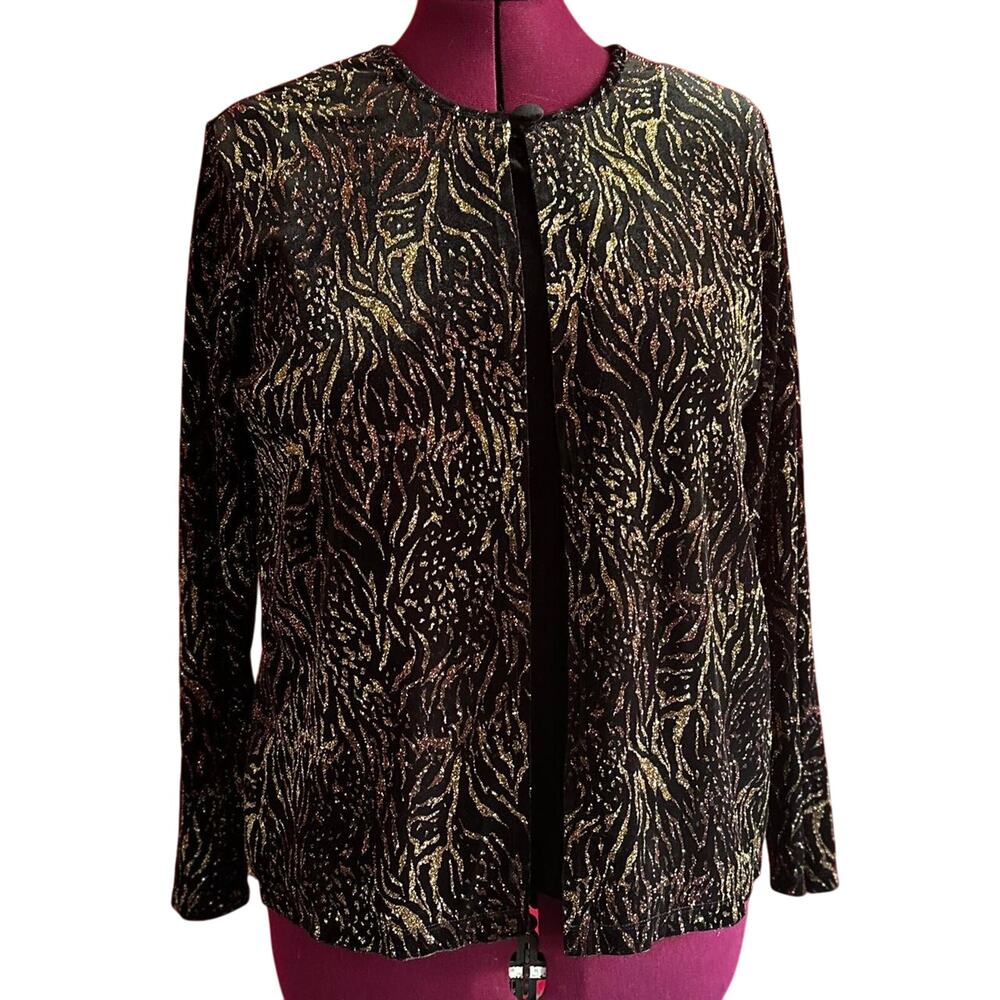 Vintage Top Womens Size XL Black Gold Glam Night Out Formal Party Velour